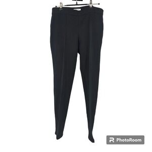 Emerson Fry Pants Black Pleated Straight Leg Side Zip Office Work Career Size 6